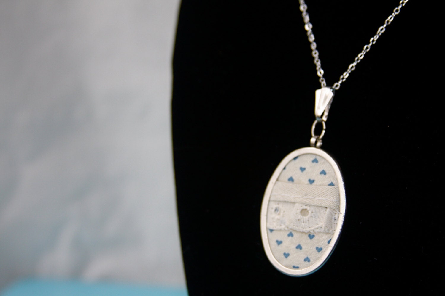 Vintage Fabric Pendant Necklace