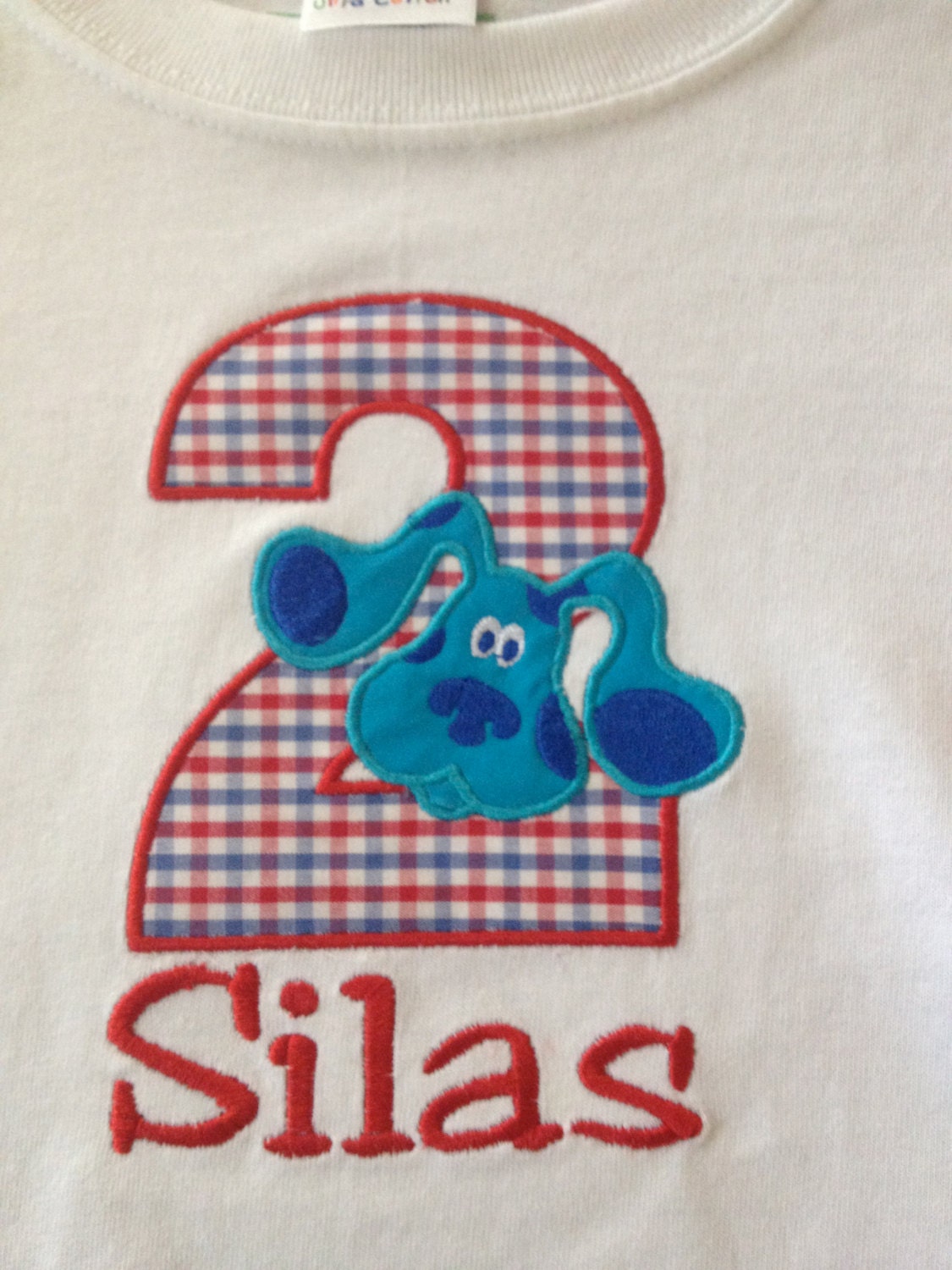 Personalized Blues clues appliqué birthday number shirt with monogrammed name