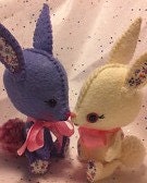 Poseable Plush Toy Bunny, White Wool Felt Miniature Gingermelon