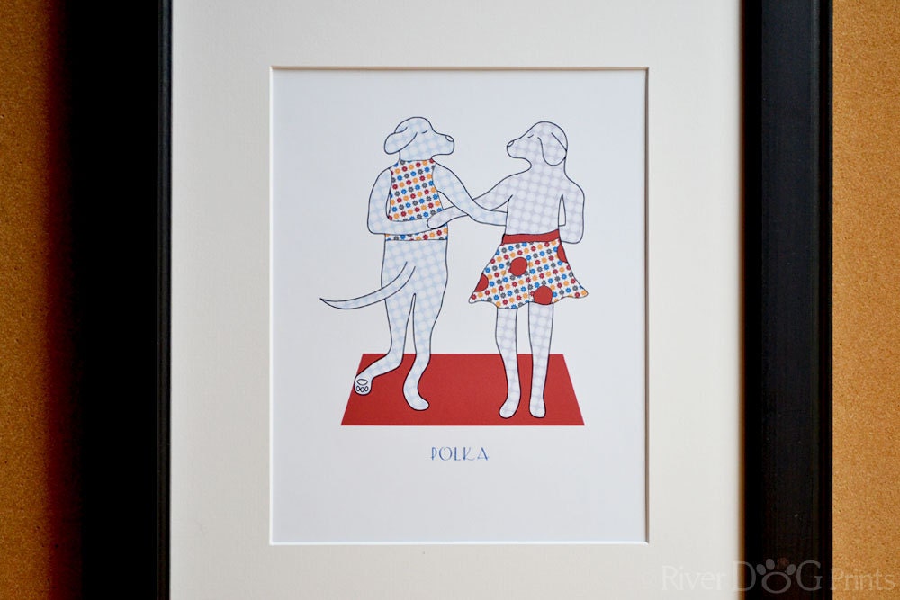 Dancing Dogs Polka Art Print