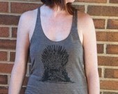 Game of Thrones The Iron Throne Hand Drawn Design on American Apparel Tri-Coffee RacerBack Tank for Women