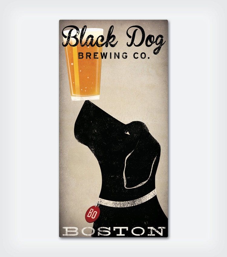 CUSTOM Personalized Black Dog BEER Brewing Company Gallery Wrapped Wall Art  Ready-To-Hang Stretched Canvas 10x20x1.5