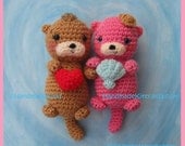 Otter Couple Floating in Love Amigurumi PDF Crochet Pattern by HandmadeKitty