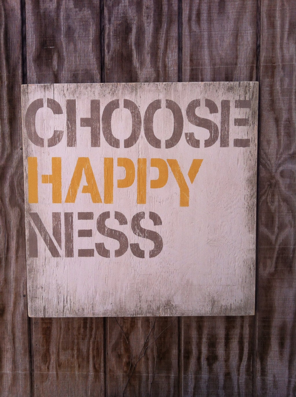 Rustic - Choose Happy Ness - Wood Sign - Cottage - Distressed - Custom - 24x24