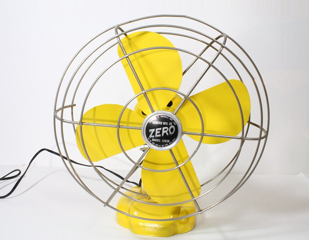 Refurbished Retro Vintage Yellow Zero Electric Fan