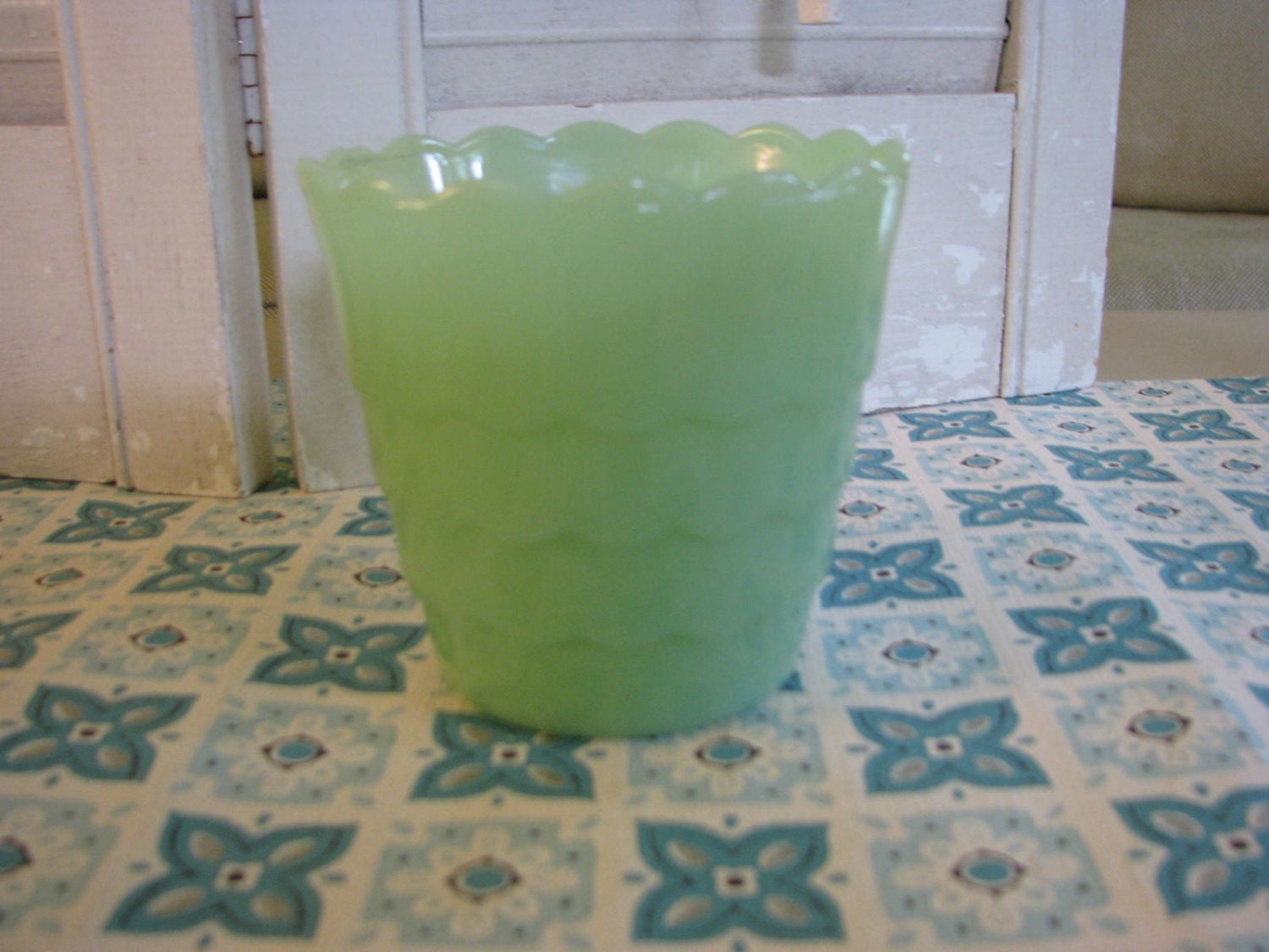 Vintage Jadeite Green Planter Pot