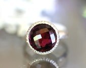 Checkboard Red Wine Tourmaline In No Nickel / Nickel Free Sterling Silver Cocktail Ring - Ready To Ship