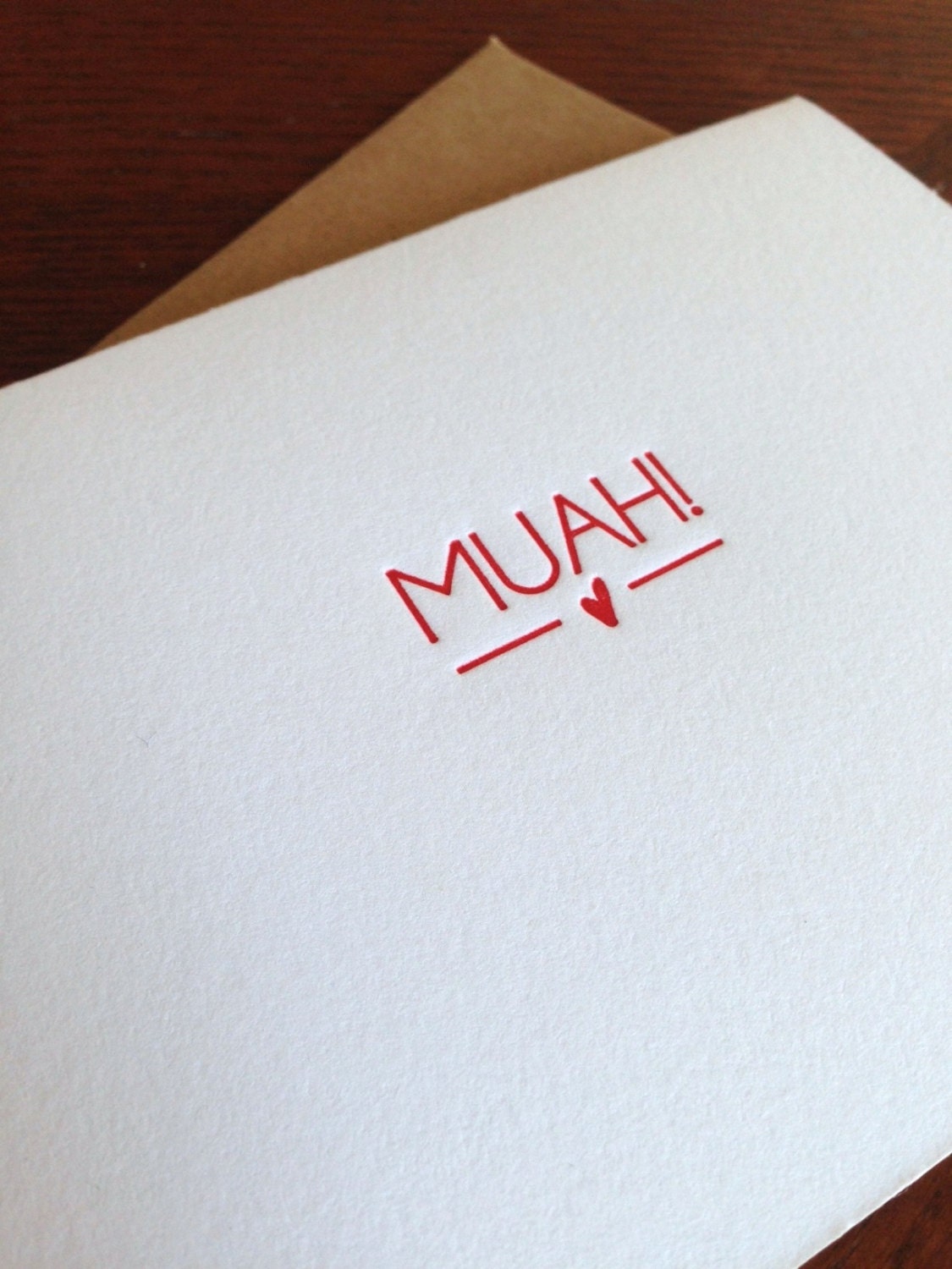 valentines love muah letterpress greeting card