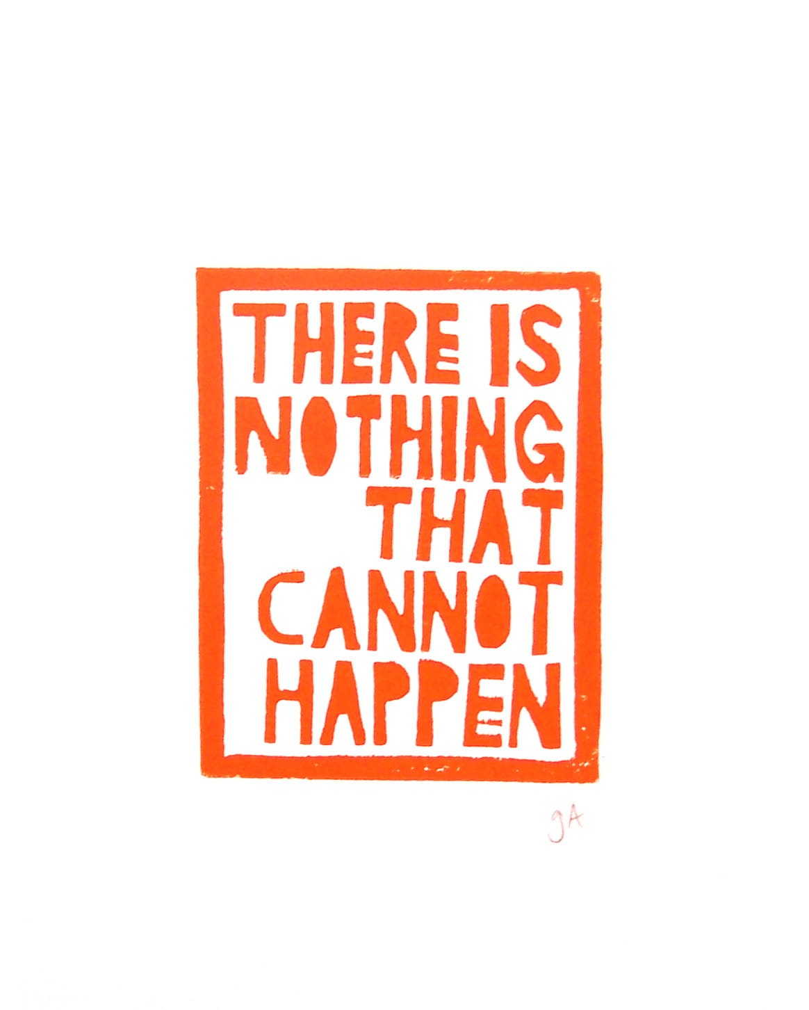 LINOCUT PRINT - There is nothing ORANGE letterpress Mark Twain typography print 8x10
