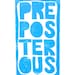 LINOCUT PRINT - Preposterous BLUE letterpress typography poster 8x10