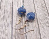 Earrings - African Paper Beads - Cobalt Blue