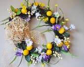 25% Off Summer Door Wreath-Lemons and Daisies Wreath, Wreaths for Doors, Lemon Wreath, Daisy Wreath