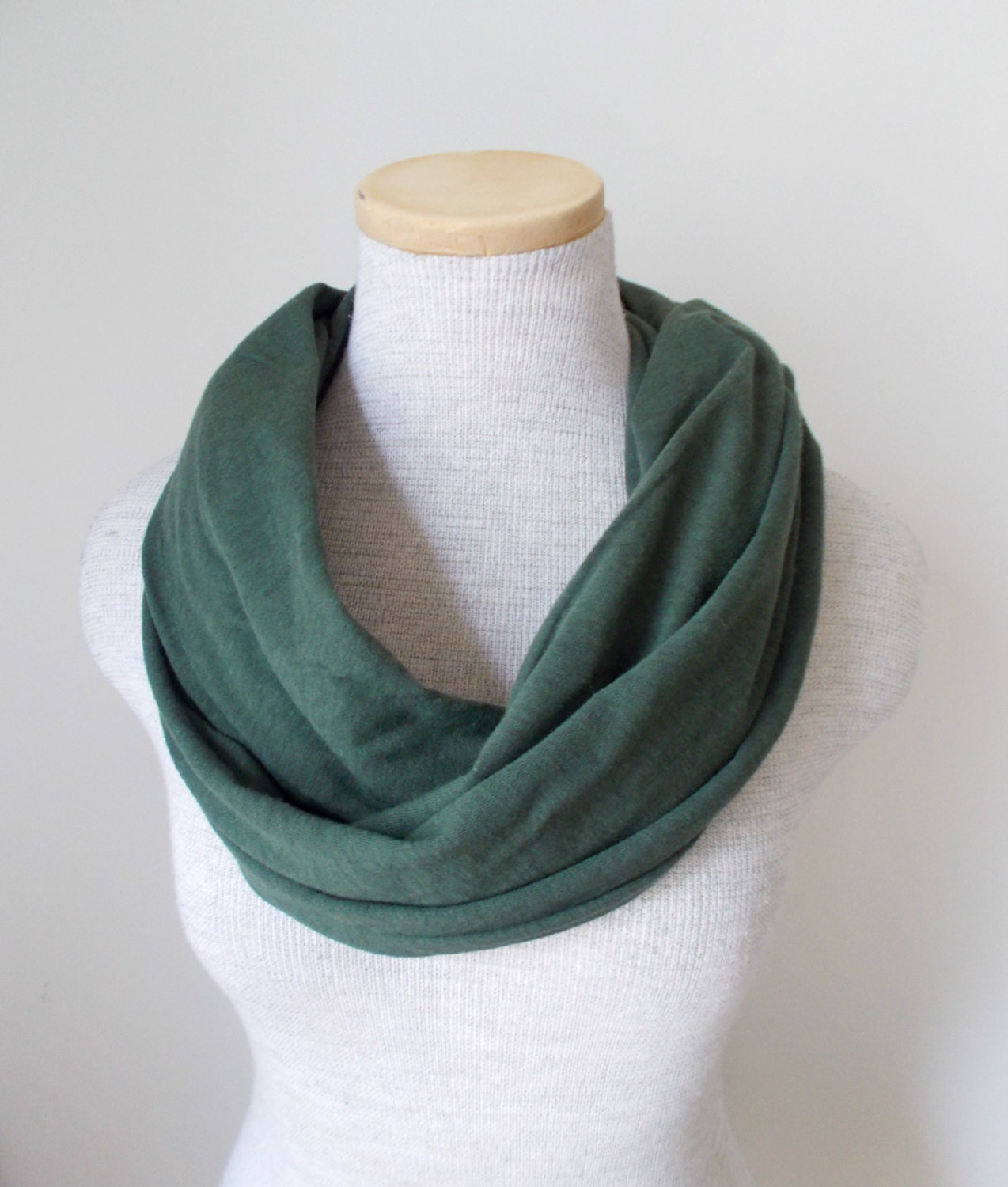 Pine Green Jersey Knit Infinity Scarf