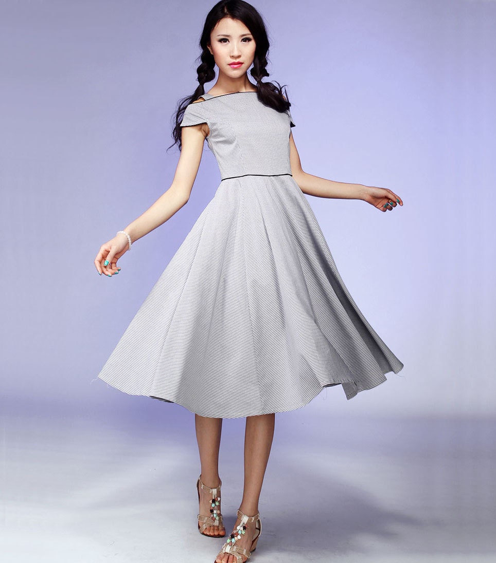 Cotton midi prom dress for woman  (534)