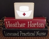 Licensed Practical Nurse Custom Personalized primitive wood blocks