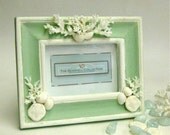 Beach Decor - Seashell Photo Frame Sea Foam Green and White 4x6 photo