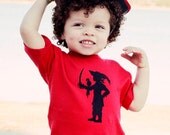 Buccaneer Boy Short Sleeved Nostalgic Graphic Tee in Red with Black FREE SHIPPING