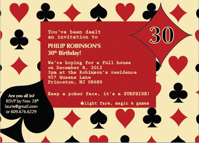 Casino Poker Themed Birthday Invitation by ThePaintedLilly on Etsy