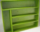 Vintage 1970s Avocado Green Flatware Tray, Flatware Organizer, Drawer Organizer