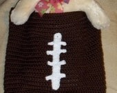 Handmade Crochet Baby Cocoon Swaddling Blanket and Hat-Infant Boy Brown Football