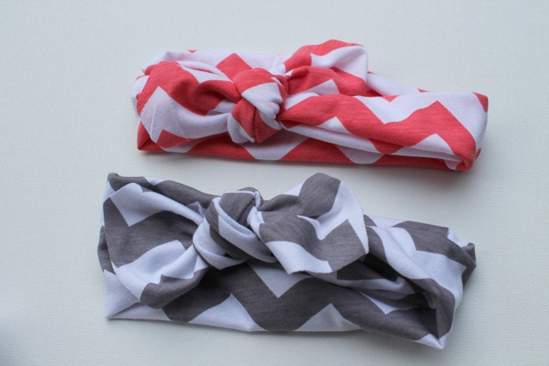 Chevron Print- Set of TWO Retro BABY Headbands