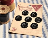 Vintage black buttons 1940s Le Chic on original card