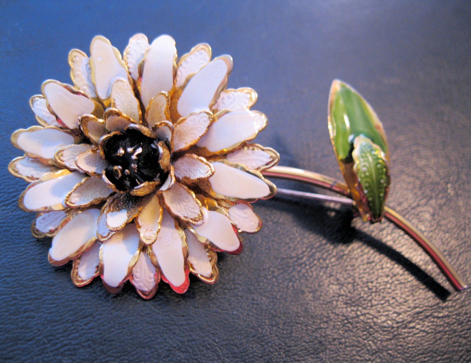 TORTOLANI CRISLU Signed Enamel Flower Brooch 1960s