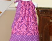 princess damask Pillowcase dress Michael Miller hot pink and purple polka dot toddler girls easter dresses