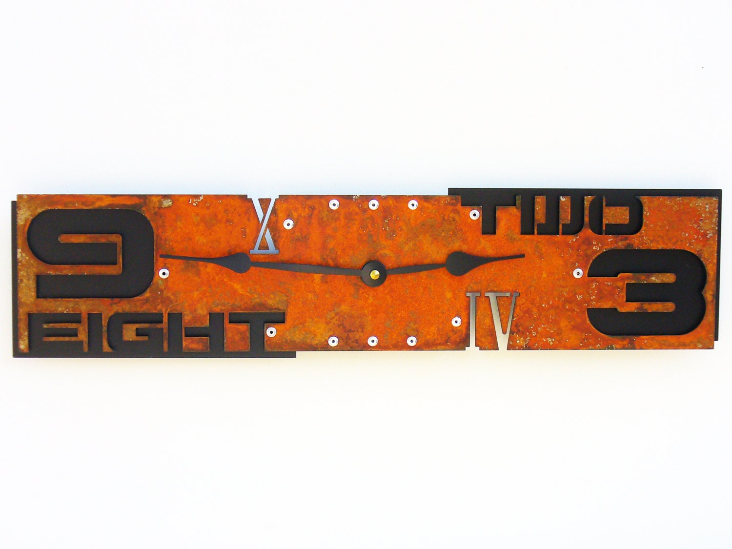 Outnumbered III Modern Wall Clock (Rusted) w/ Black Back