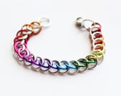 Rainbow and Silver Half Persian Chainmail Bracelet