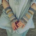 Total Colorization: Spring Garden Tones - crocheted open work lacy romantic multicolored wrist warmers cuffs hippie boho style