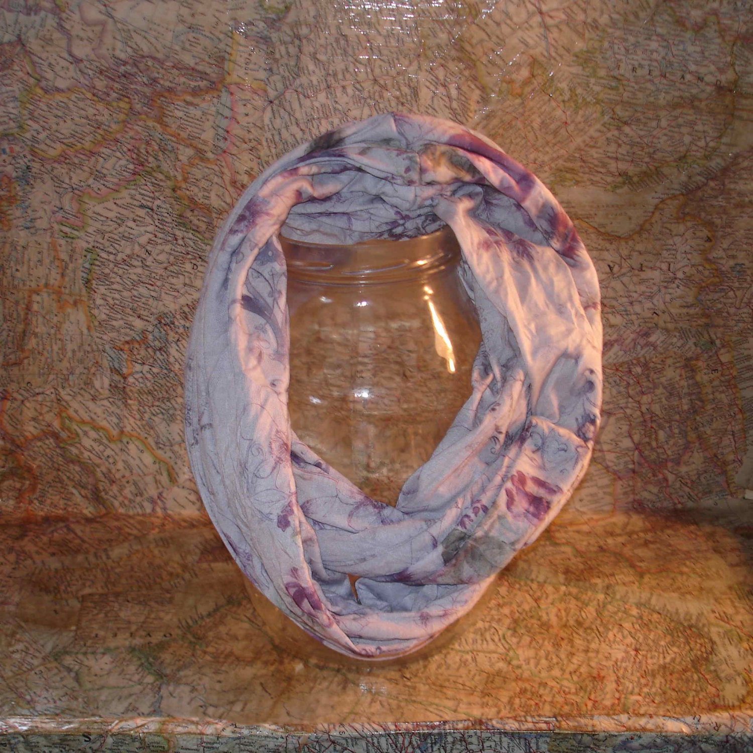 Lavender Roses Infinity Scarf, loop scarf, circle scarf