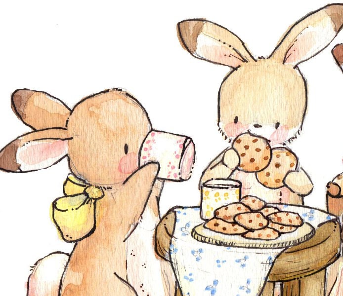 Cookies and Milk - Children Art.  PRINT 8X10. Nursery Art Home Decor