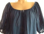 Little Provencale...Cotton gauze..Midnight Blue....Peasant blouse... Summer blouse.. Size M-L-XL...Easy breezy collection..Many colors.