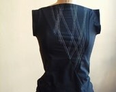 Shirt Triangle Top Cotton Jersey, short sleeve, geometric, modern style- made to order