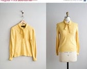 25% OFF SALE 70s sweater / 1970s yellow knit sweater / Lemon Custard sweater