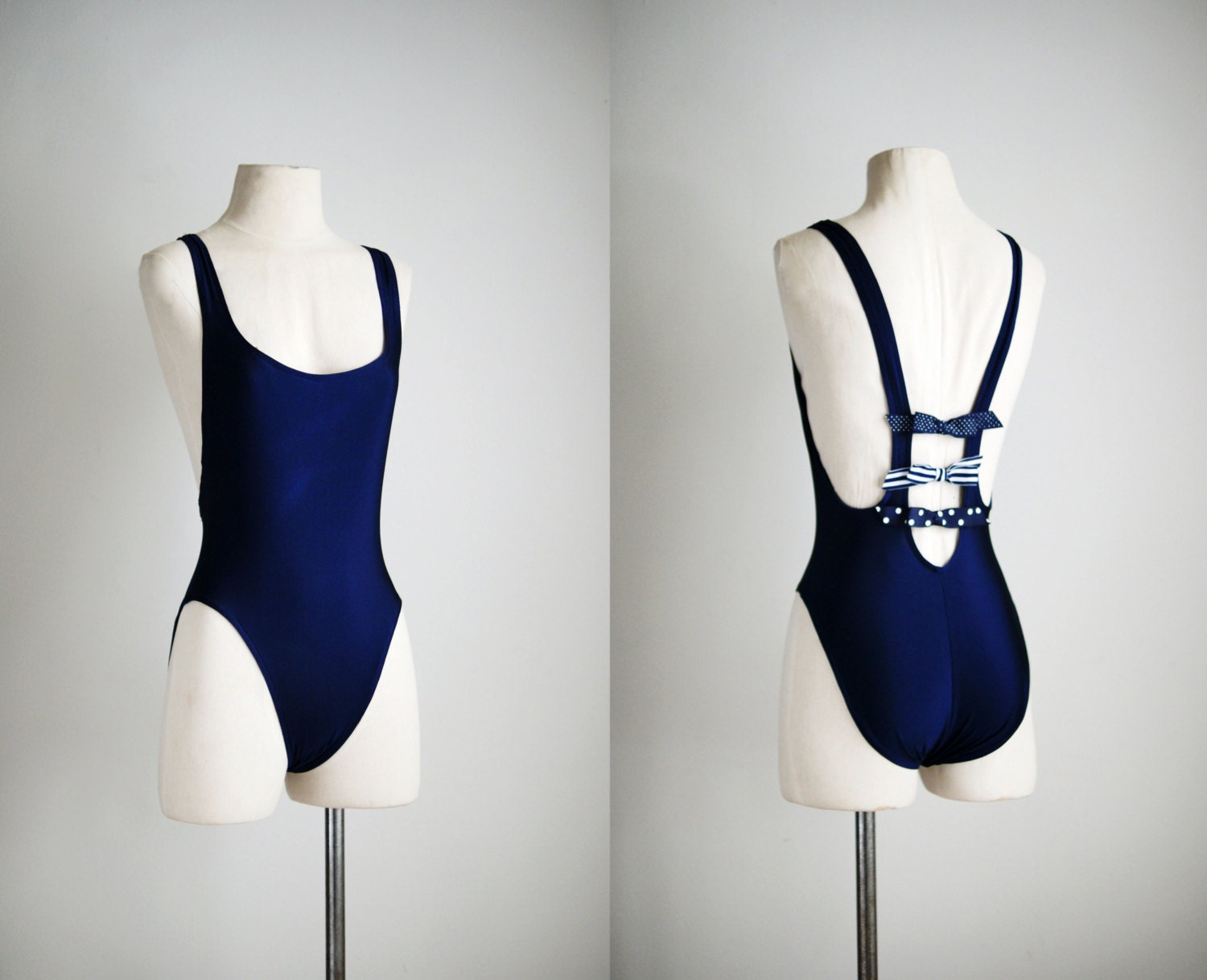80s swimsuit / 1980s bow one-piece / Regatta swimsuit