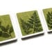 Leaf Coasters, Fern Decor, Spring Green Foliage Art, Summer Leaves Botanical Table Decor, Ceramic Tile, Set of 4