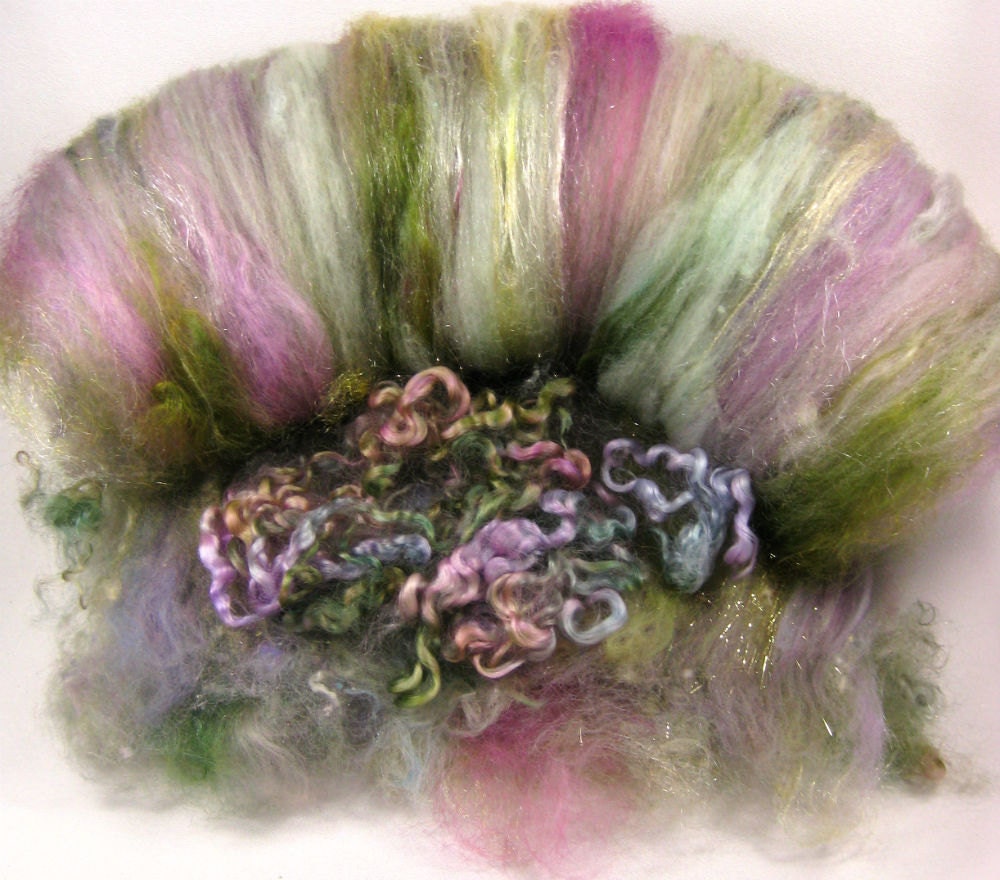 Waterlily Wild Card Bling Batt for Spinning and Felting