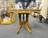Antique Game Table Side Foyer Folding Art Deco Vintage on Rollers