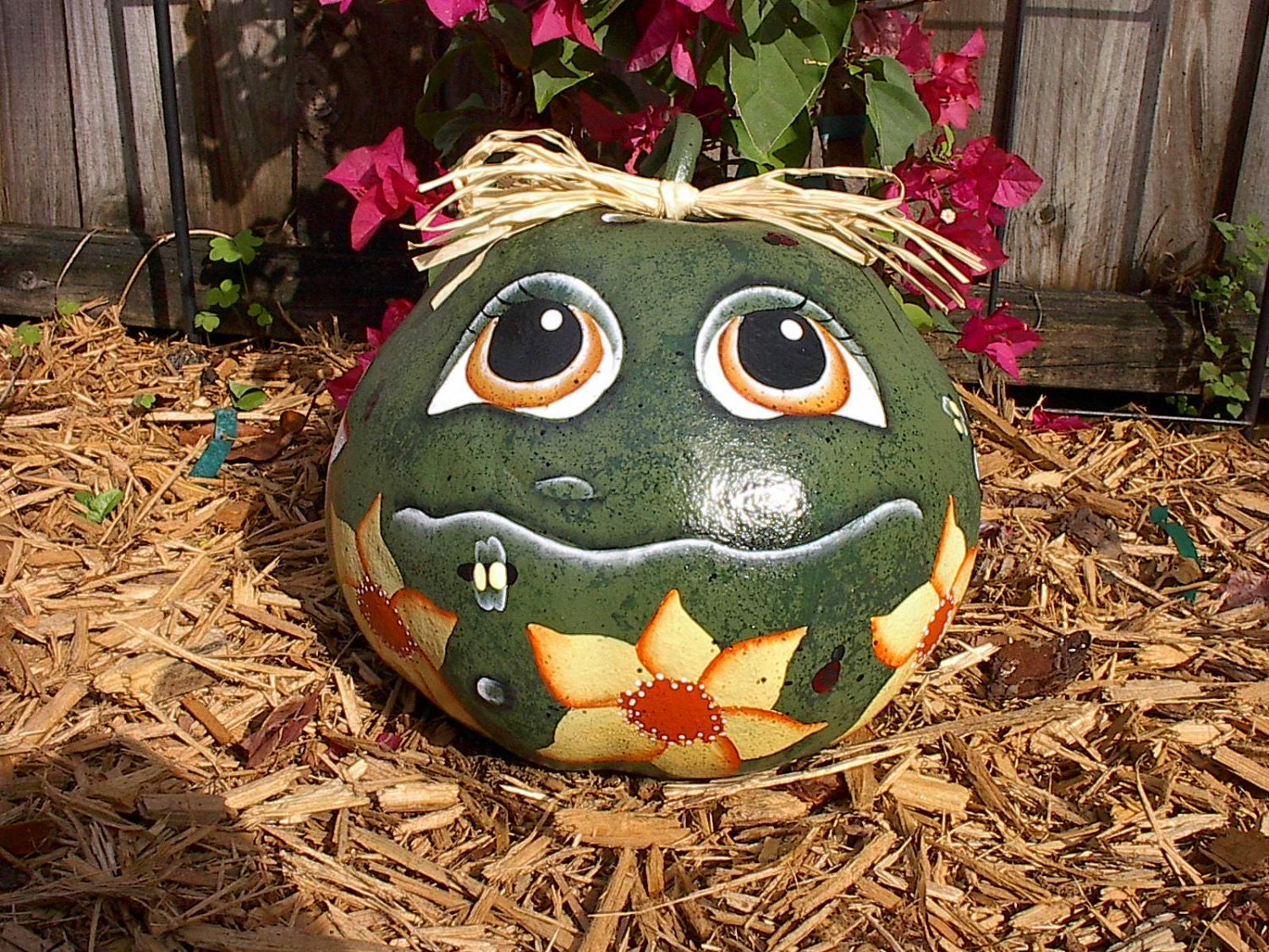 Flowers Painted Gourd Spring Garden Gourd Frog