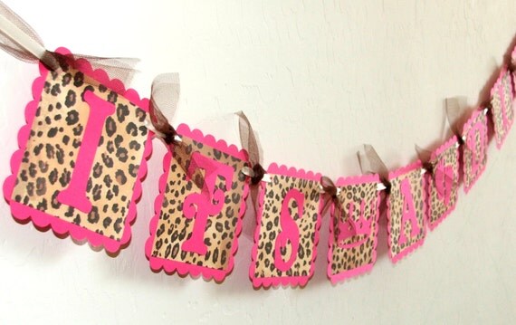 IT'S A GIRL - Pink & Leopard Print Banner with Baby Feet
