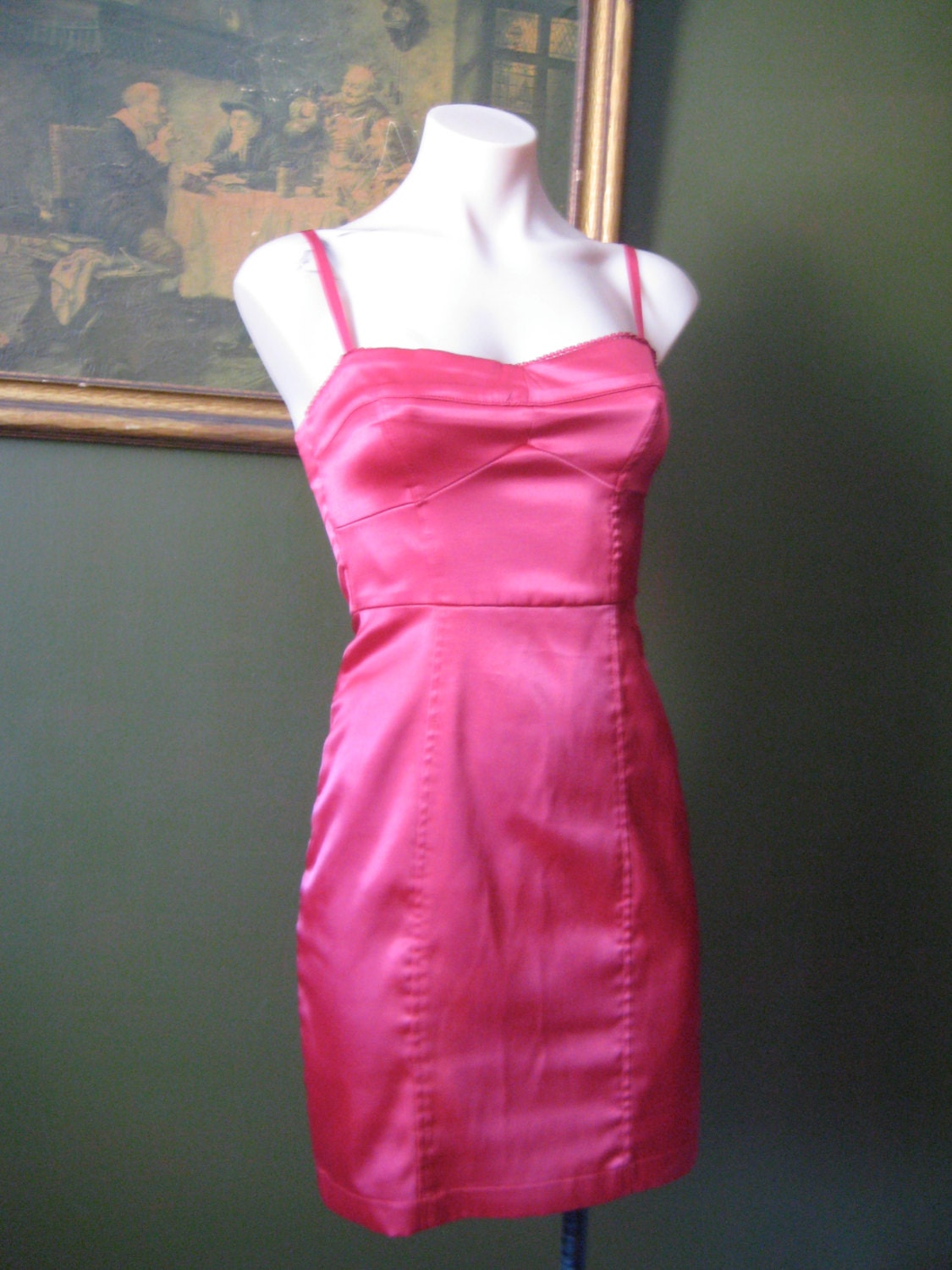 vintage red pin up slip satin dress