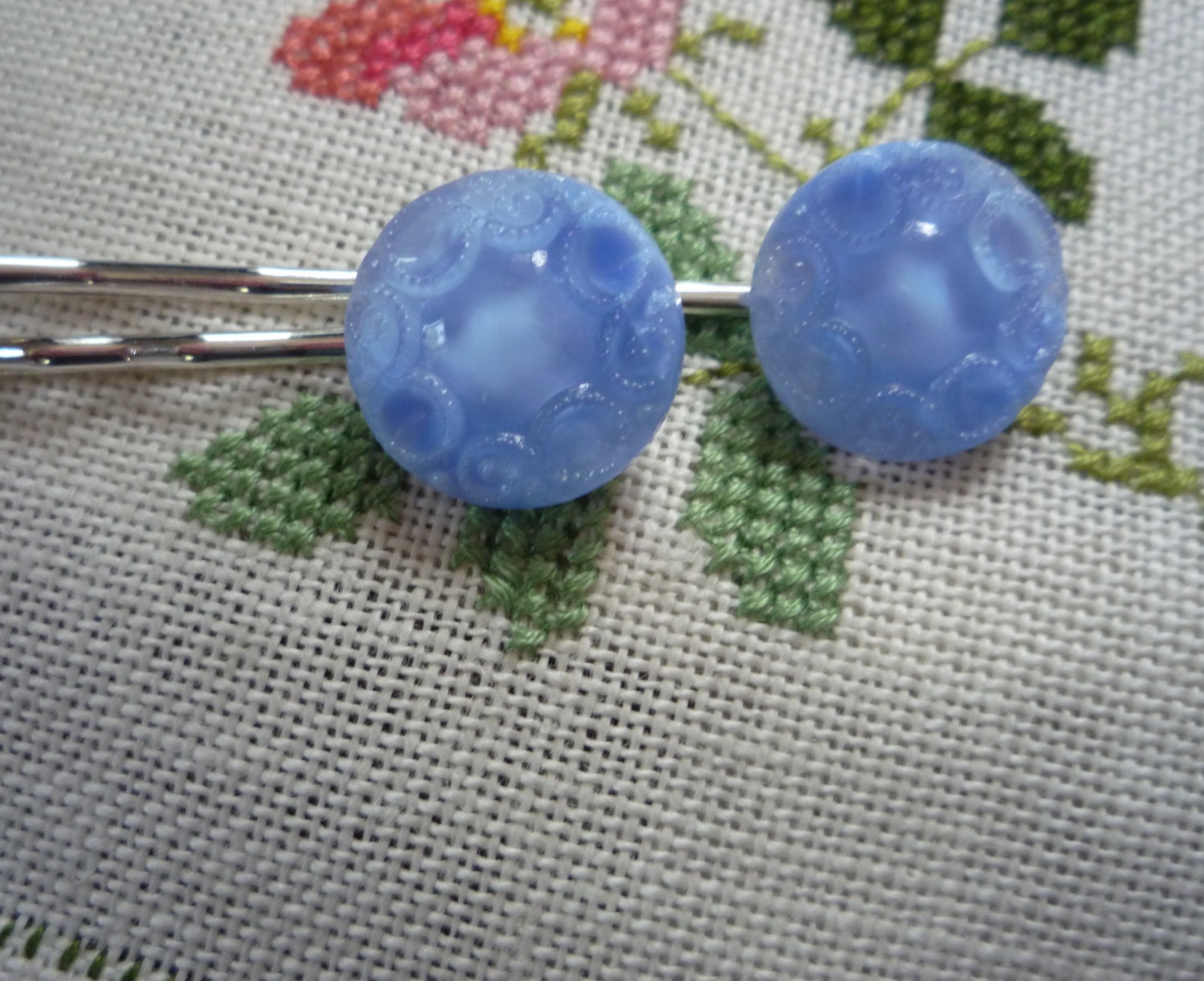 Glass  Bobby Pins Moonglow blue