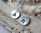 SET of TWO Necklaces - Custom Initial Necklace, Monogrammed Jewelry, Letter Necklace, Bridesmaid Gift