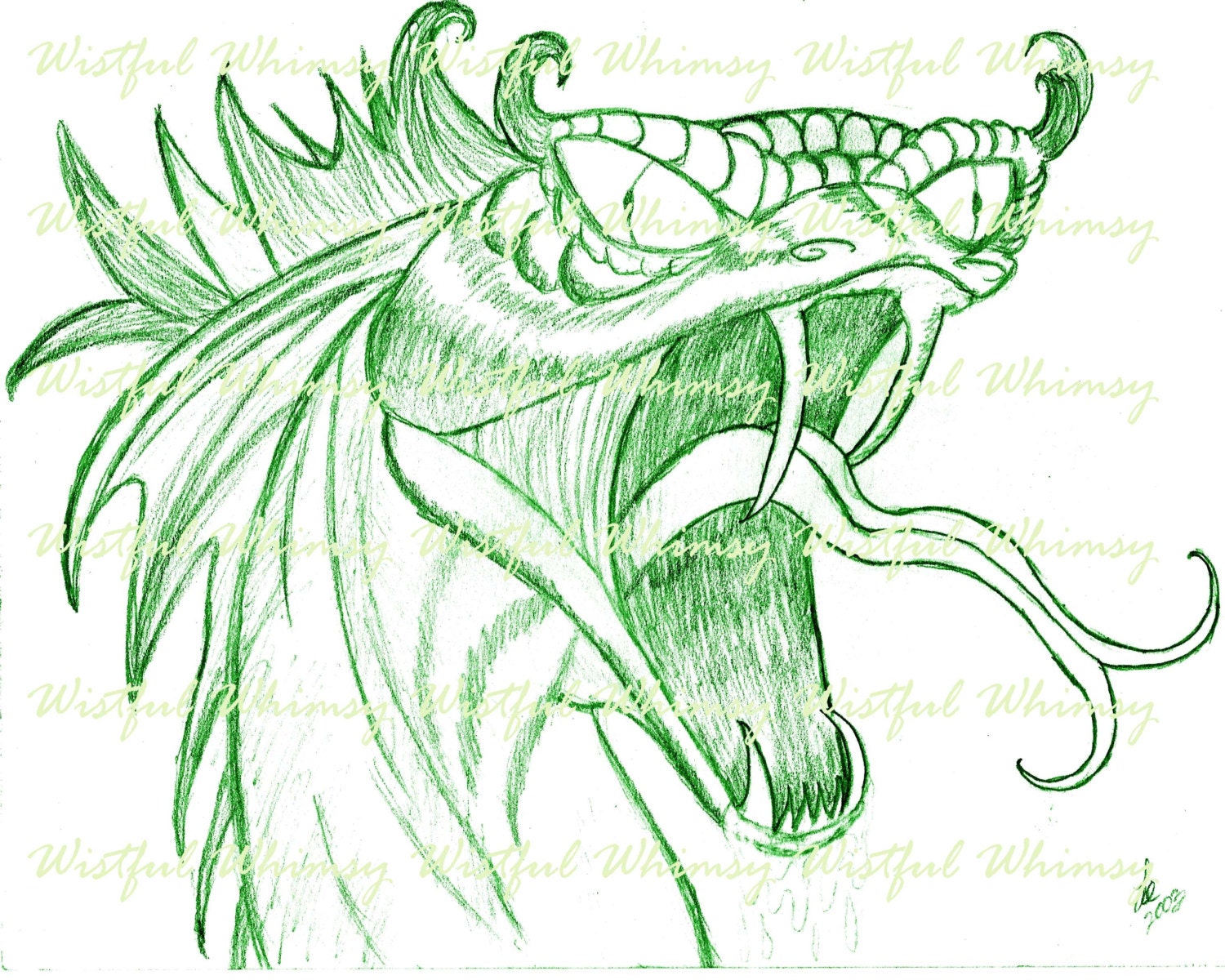 Snake Monster Pencil Art 8x10 print