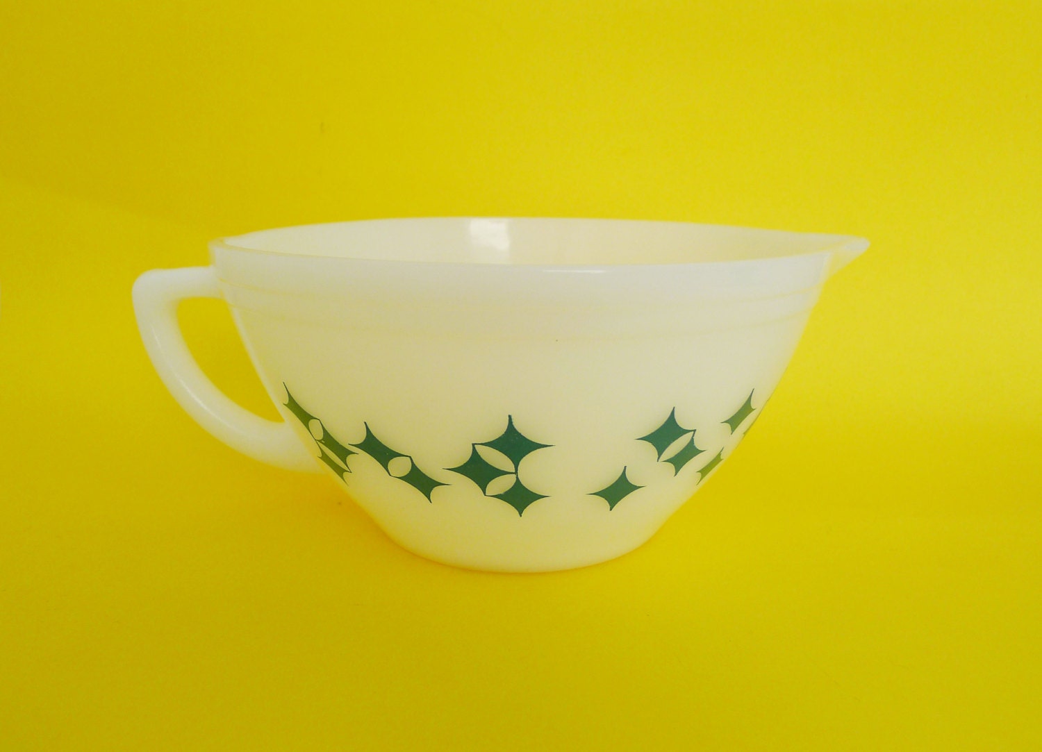 Vintage Anchor Hocking Fire King Batter Mixing Pitcher Bowl - Diamond Print