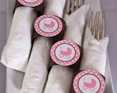 Napkin Rings - Pink Carriage Theme - It's a Girl Baby Shower Decorations in pink and brown (12) Il_170x135