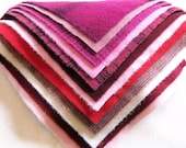 Hand Dyed Felted Wool, 8in.x 8in. - Pink / Red - for Applique, Penny Rugs, Sewing Projects / W1233
