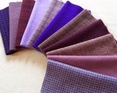 Hand Dyed Wool Fabric, 8in.x 8in. - Purple - for Applique, Penny Rugs, Sewing Projects / W1335